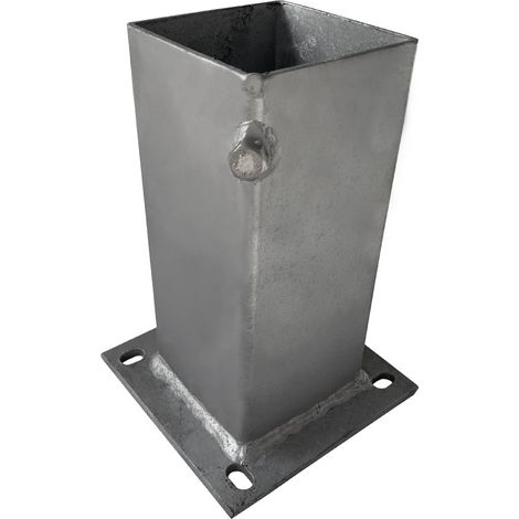 Signaletique.Biz France – Fourreau à platine pour poteau acier galvanisé 90 x 90 mm – Fixation résistante aux intempéries – Pré-percé pour installation facile (1/5)