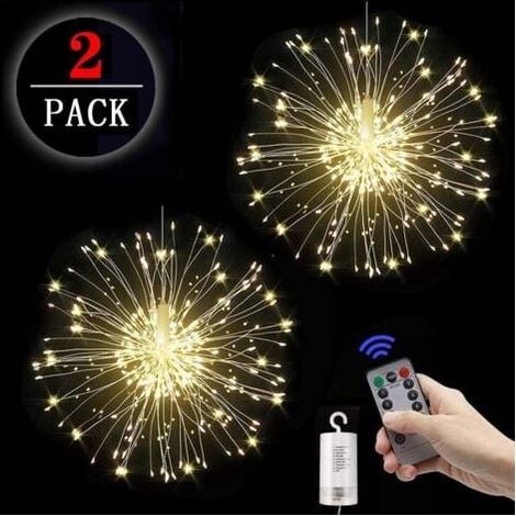 2 paquets Guirlande Lumineuse Exterieure/Interieur per Noël Decoration,Girlande de Lumière LED Feux d'artifice con (1/5)