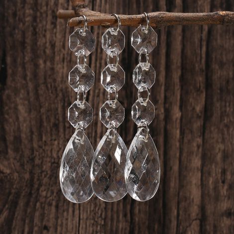 Guirlande De Perles En Acrylique Cristal Avec Anneaux Chromés Pour Décoration Mariage Et Lustre Maison Lot De 1 (1/2)