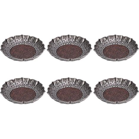 Ensemble de 6 sous-verres en alliage de zinc, martelés, de style vintage, résistants à la chaleur, pour les fêtes de famille et les cérémonies du thé. (1/4)