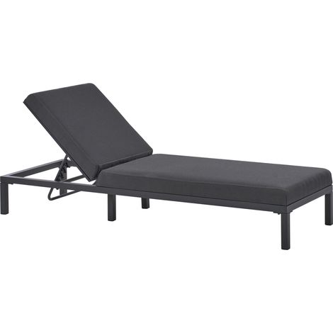 Lettino da giardino moderno reclinabile con struttura in alluminio imbottita grigio grafite Lariano