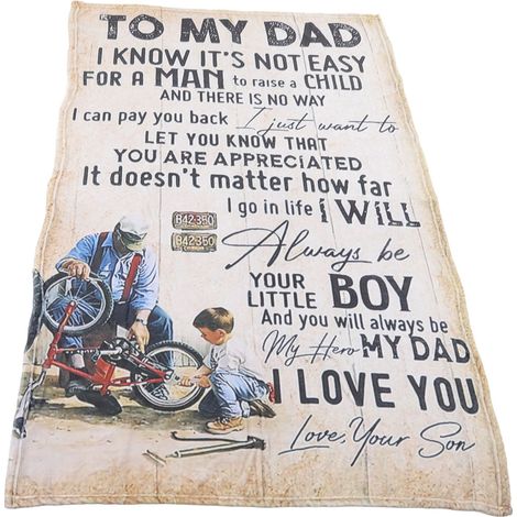 Couverture personnalisée pour papa avec enveloppe et lettres - Cadeau pour père, jour des pères - Plaid 150x120cm pour canapé, sieste (1/5)