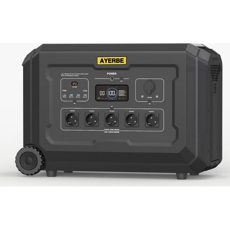 Estación de Energía Ayerbe AY-5040 Wh / 5000 W con Batería LiFePO4, Salida AC 5000 W, USB-C 60 W, Recarga Solar 2100 W y Red Eléctrica, para Uso Profesional y Emergencias