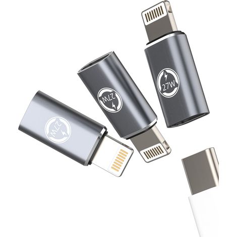 27W Adaptateur USB C Femelle Vers Lightning Mâle Lot de 3 Type C Rapide Chargeur Câble Adapter Pour 14 13 Pro Pour Prise Connecteur Charge Téléphone Portabl Appareil (1/5)