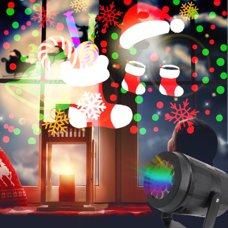 Projecteur lumineux de Noël avec 16 motifs de diapositives LED pour décoration de fête et éclairage de Noël (1/5)