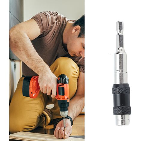 Rallonge de tournevis multi-angles réversible, rallonge universelle pour perceuse et tournevis à verrouillage rapide, rallonge à embout hexagonal autobloquante, argentée (1/5)