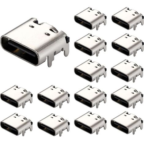 15 Pièces Prise USB-3.1 USB C, connecteur Femelle Type-c 16 Broches pour la Conception de PCB, Bricolage, Charge à Courant élevé-SMD, SMT (1/4)