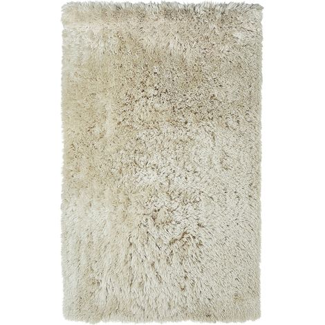 Tapis Shaggy Poil Long Beige en Polyester et Coton pour Chambre ou Salon au Style Scandinave 160 x 230 cm Beliani (1/5)