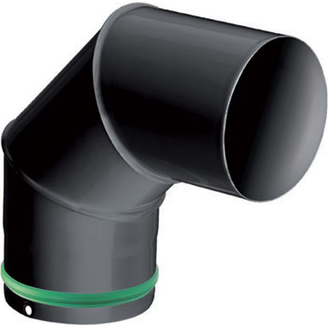 JONCOUX Coude pour évacuation des fumées - 90° d'angle - émail 0.7MM - noir - Ø80MM - Isotip (1/2)