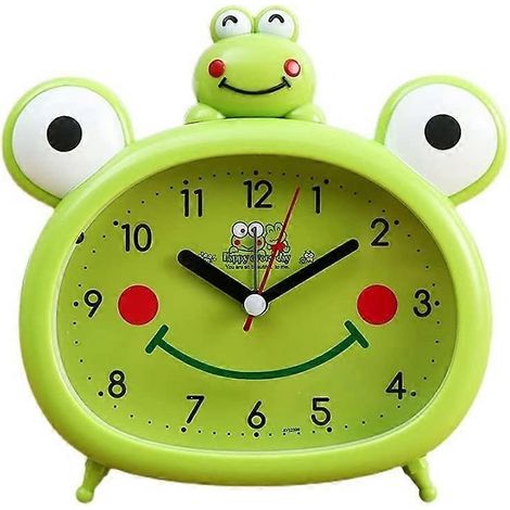 Réveil mécanique grenouille, 14 cm, ultra silencieux, sans tic-tac, avec veilleuse, fonctionne à piles, cadeau pour enfant, idéal pour la chambre. (1/5)