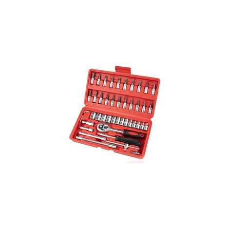 Kit de 46 clés à cliquet et douilles à faible couple, avec carré d’entraînement de 1/4″, jeu métrique complet pour mécaniciens et bricoleurs (1/5)