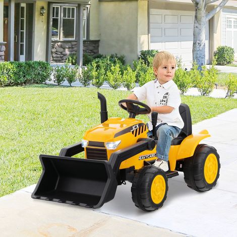 Tracteur Electrique 12V/7Ah Tractopelle pour Enfants Télécommande 2,4G Démarrage Progressif LED Musique 30 kg 3-8 Ans Maison Chic (1/4)