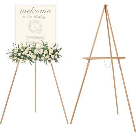 Chevalet en Bois pour Mariage: Trépied en Bois avec Deux Tailles Ajustables pour Panneau d’Affichage- Chevalet Mariage pour Marque de Bienvennue Support de décoration de mariage pour tableaux de bien (1/5)