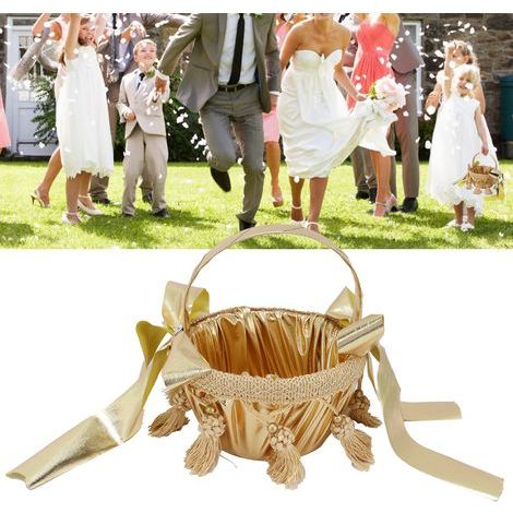 Portable Gold Wedding Flower Basket for Ceremony, Party and Home Decoration (1/5)