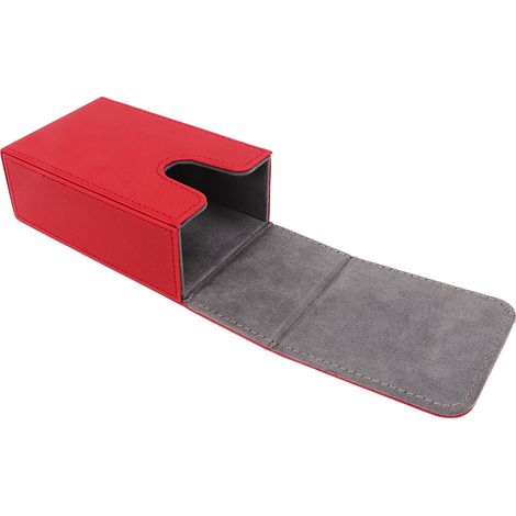 Boîte de rangement pour cartes de tarot, motif soleil et lune, grand format, en cuir PU, compatible avec les cartes de tarot de taille standard (rouge). (1/5)