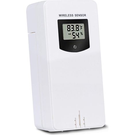 Station météo extérieure sans fil Blanc avec capteur de température et d'humidité, émetteur de station météo 3 canaux pour station météo et réveil à projection, Blanc (1/2)