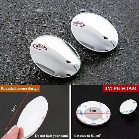 Rétroviseur d'angle mort à 360° pour voiture, grand angle, réglable, petit miroir rond, rétroviseur auxiliaire convexe pour la marche arrière JXLGV (1/2)