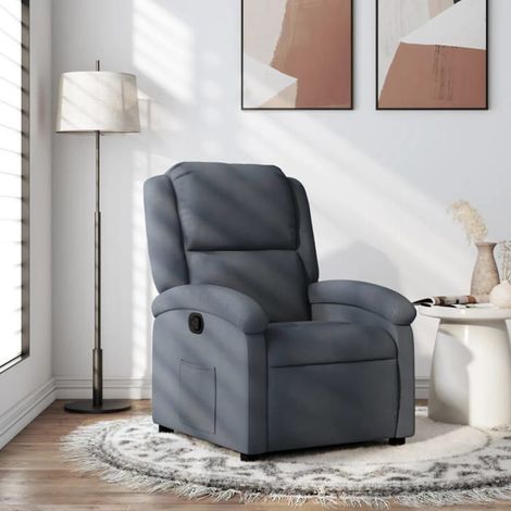 Fauteuil inclinable - 3205492 - Velours gris foncé - Inclinaison manuelle 135° - Structure bois et métal (1/5)