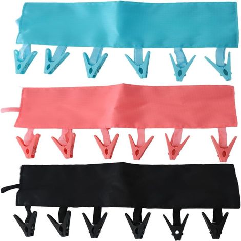 Lot de 3 Mini Cintres de Voyage Pliables, Avec 6 Pinces à Linge, Portables, Pour Croisière, Dortoir, Voyage, Noir, Bleu, Rose (1/5)