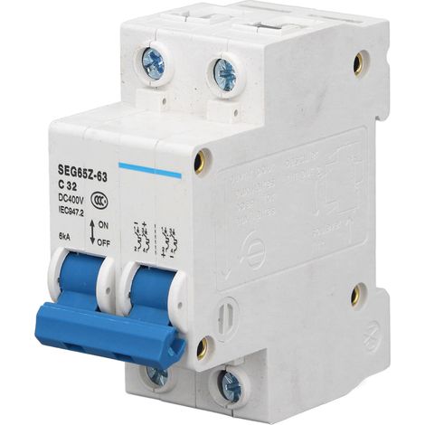 Disjoncteur miniature CC 2P 6 kA 400 V à contact pneumatique pour panneaux photovoltaïques, réseau C32 32 A (1/5)