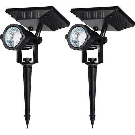 Tigrezy Projecteur de pelouse de paysage de jardin d'éclairage de sol solaire étanche à LED (2 pièces de lumière chaude) (1/4)