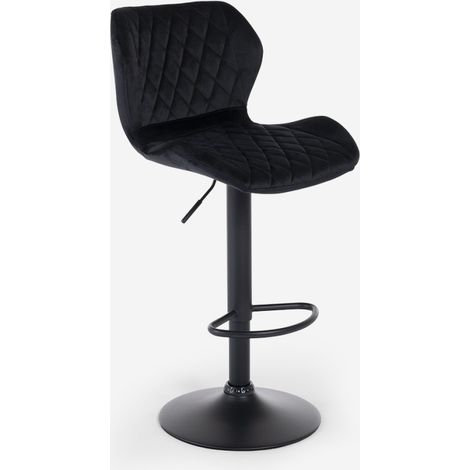 Sgabello da bar cucina moderno regolabile in tessuto velluto Jersey - Nero