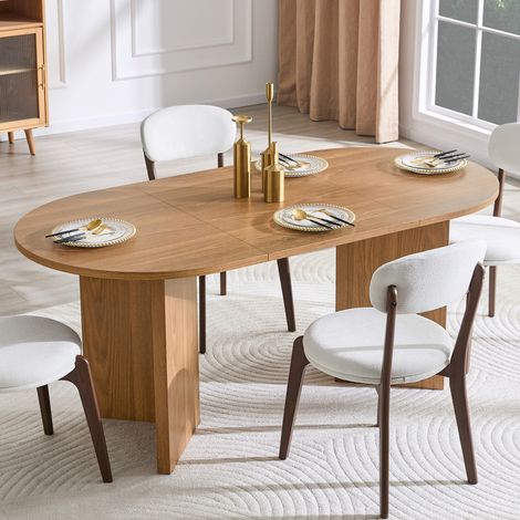 Tavolo da pranzo ovale in legno composito noce 180x90x75,5 cm per 4-6 persone