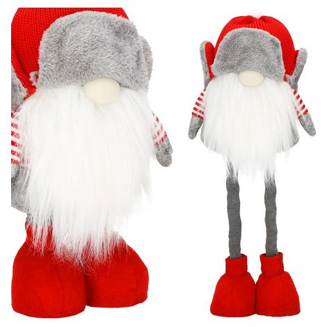 SPRINGOS Weihnachtszwerg Dekofigur höhenverstellbar 32 -50 cm Wichtel mit Uschanka-Mütze Weihnachtsdekoration