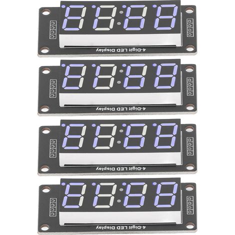 Lot de 4 panneaux d'affichage numériques à LED à 4 chiffres, module d'horloge à 7 segments TM1637 0,56 pouce bleu MRA041C (1/5)