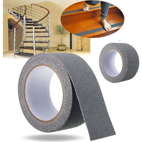 Ruban Adhésif Antidérapant 5CM x 500CM Gris pour Escaliers et Sols (1/4)