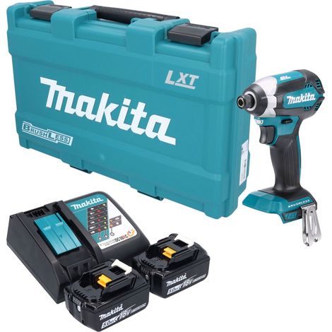 Atornillador de impacto a batería Makita DTD 153 RTK de 18 V, 170 Nm, 1/4", sin escobillas + 2 baterías de 5,0 Ah + cargador + maletín (1/5)