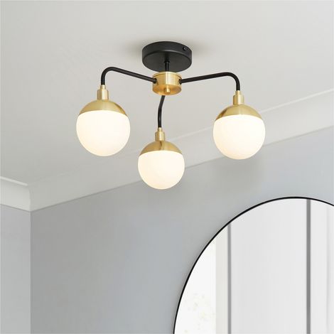 Forum Spa Lille Black and Brass Bathroom Semi Flush Ceiling Light - SPA-35814-BLK (1/4)