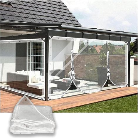 Bb-Boom – Rideau extérieur imperméable en PVC 0,35mm – Avec porte zippée – Installation facile avec anneaux métalliques – Personnalisable pour pergola