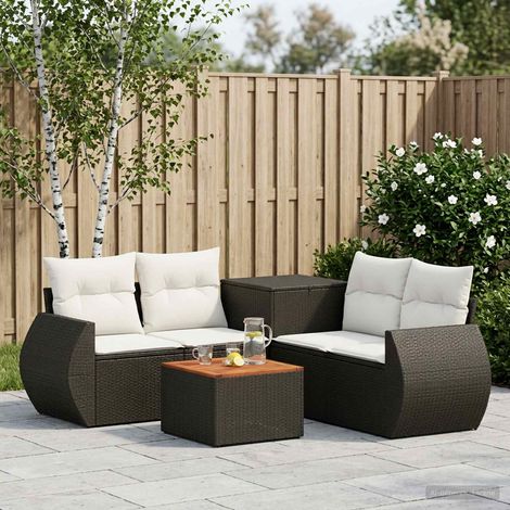 vidaXL Set di divani 6 pz Nero e Bianco Crema (1/5)