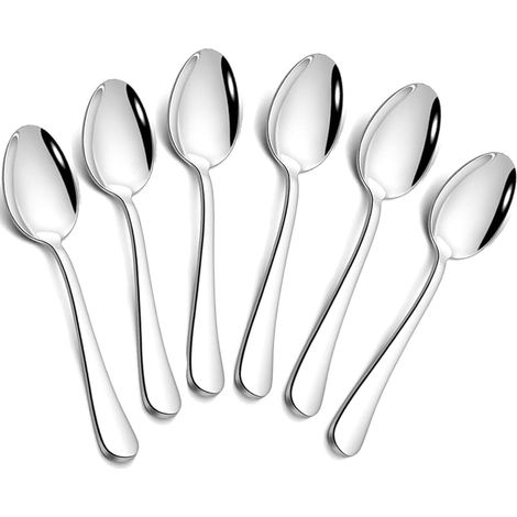 Lot de 6 cuillère à café, acier inoxydable, 12 cm, manche ergonomique, lavable lave-vaisselle, pour dessert thé (1/5)