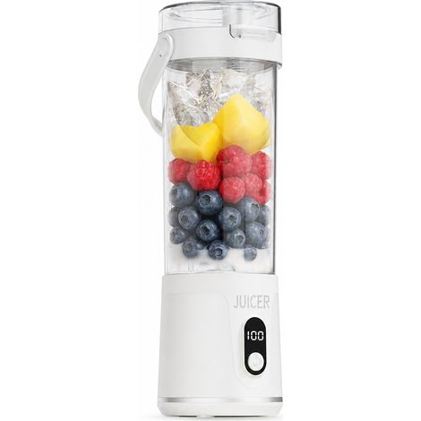 Blender Électrique Portable Blanc avec Écran LCD, Gobelet à Jus et Smoothies, Broyage de Glace (1/5)
