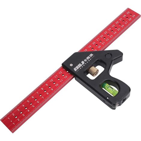 Squadra combinata da 300 mm, righello angolare multifunzionale in lega di alluminio con livella a bolla, squadra combinata per la lavorazione del legno con angoli da 45 a 90 gradi (1/5)