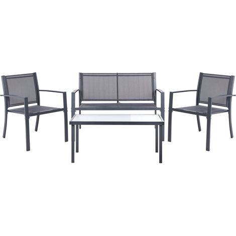 Lounge Set mit Tisch 4-Sitzer TAVOLETO Metall Dunkelgrau