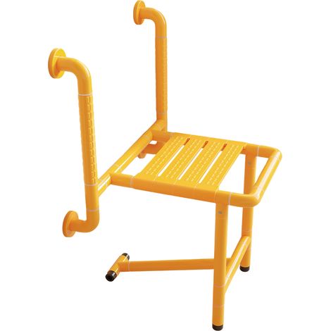 Siège de douche peinture murale rabattable antidérapant, avec pieds de support + barre d’appui, frais 150 kg, gain de place, pour seniors & PMR (1/5)