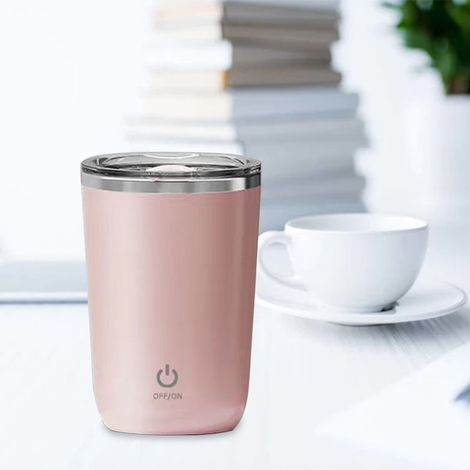 Mug mélangeur à café électrique magnétique en acier inoxydable 304, rose (1/3)