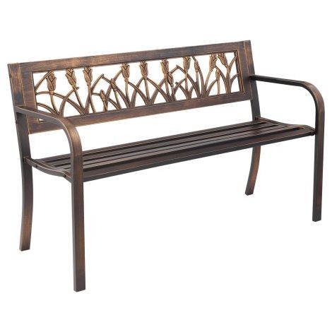 Banc de jardin - 127 cm banquette extérieur en acier carbone avec (1/5)