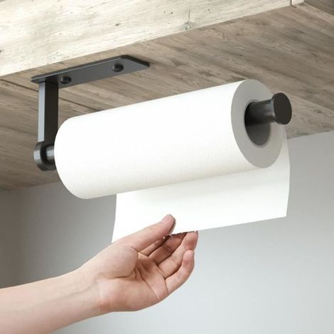 Porte Essuie Tout Auto-Adhésif Supports pour Papier Essuie-Tout en Aluminium Support Essuie Tout Dérouleur Essuie Tout Porte (1/4)
