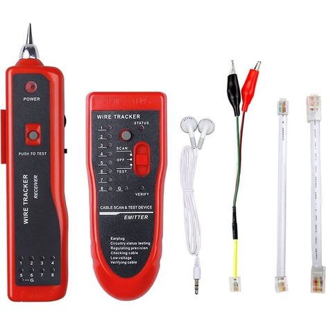 Testeur et détecteur de tensionWire Tracker Finder Ethernet LAN Multifonction Toner Tracer Réseau Collation de Câble Téléphone Ligne Testeur de Continuité (Rouge) (1/5)
