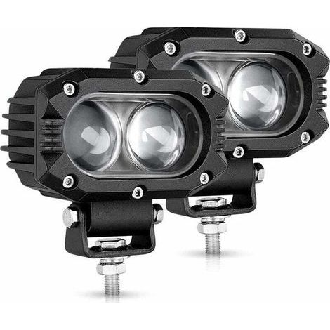 2PCS Phare de Travail LED 4 Pouces 80W 9600LM Projecteur Phares Longue Portee Led Moto 4x4 Antibrouillard LED Feux Additionnel Barre pour Moto, Voiture, Tracteur, Camion, SUV, Bâteau, Caravane (1/4)
