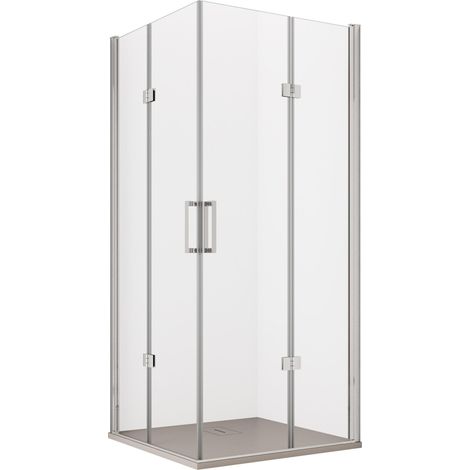 Box Doccia Angolare 70x70 cm 2 Ante Scorrevoli a Libro in Cristallo Trasparente 6mm H195 Bonussi Lena (1/5)