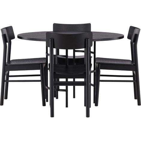 Copenhagen Essgruppe Esstisch schwarz 4 Stühle schwarz. (1/4)