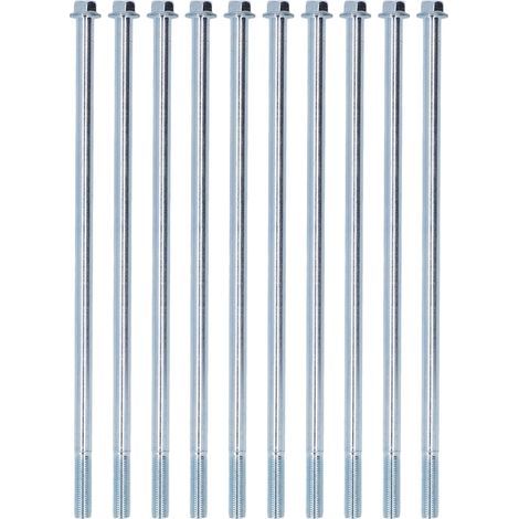 Partial Thread Bolt in Fine Carbon Steel, Extended and Robust, Serrated Hex Head, 10 Pieces - Size 10x280mm (1/5)