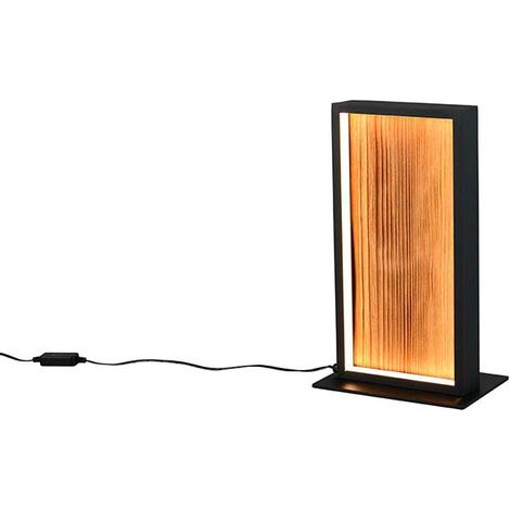 Tischlampe Beistellleuchte Nachttischleuchte LED 4 Stufen Touchdimmer Holz eckig