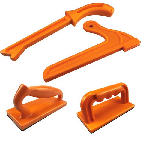 Pack de 4 oranges Poignée de sécurité pour le travail du bois, tige de poussée, scie à panneaux, scie circulaire, scie à ruban, raboteuse, raboteuse de surface, raboteuse à pression, poussoir, aliment (1/5)
