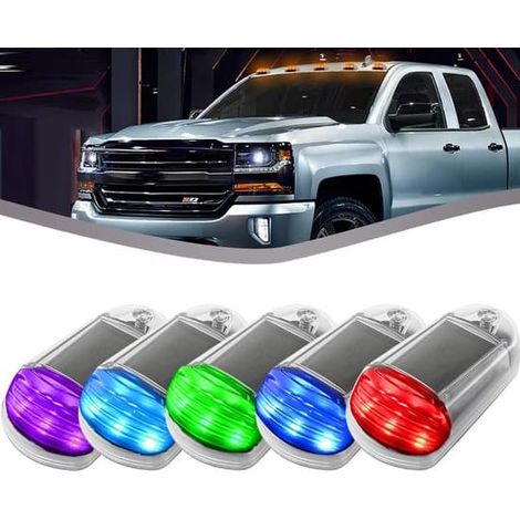 Éclairage de cabine solaire, éclairage de cabine solaire sans fil pour camions, éclairage LED sans fil pour voitures (transparent, 5 pièces, 7 couleurs) (1/4)